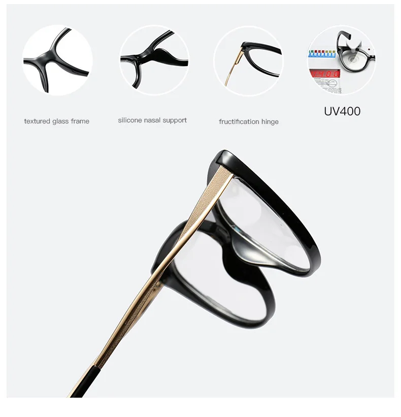 Fashion Flat Mirror Optical Glasses Female Metal Luxury Brand Designer Spectacles Transparent Cat Eye Glasses Frame Male Myopia