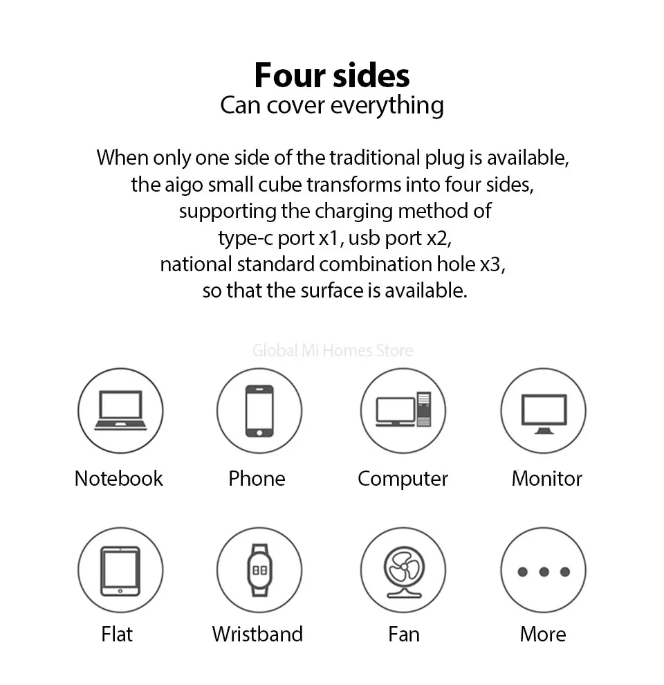 Xiaomi Youpin AIGO Magic cube розетка с адаптером питания три национальных стандартных порта два usb порта и один type-C 3