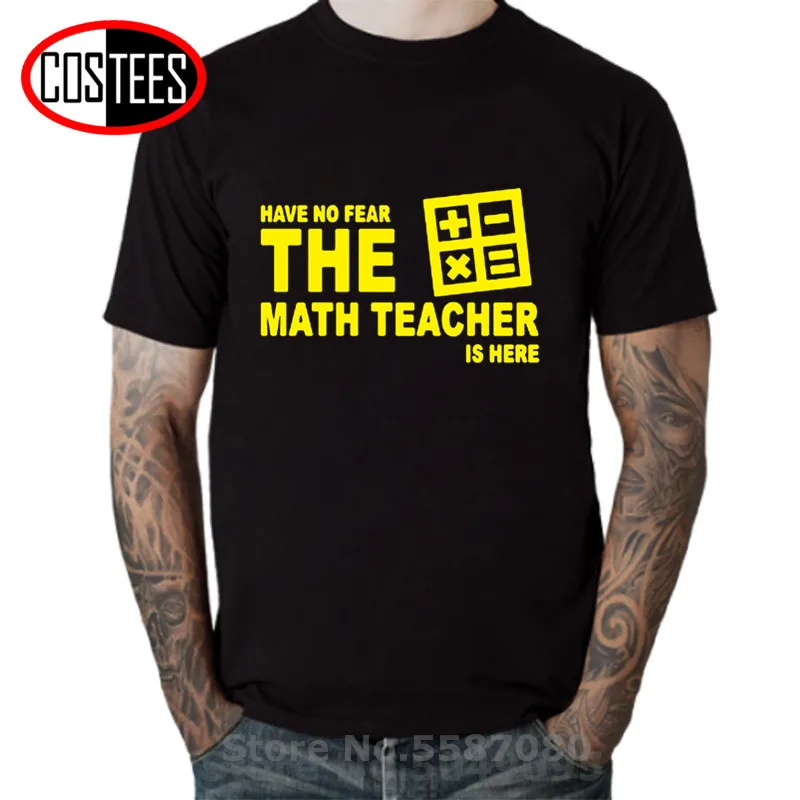 Promotion Have No Fear The Math Teacher Is Here Funny T-Shirt Short Sleeve Printed Cotton T shirt Men Summer Crew Neck Tops Tees | Мужская