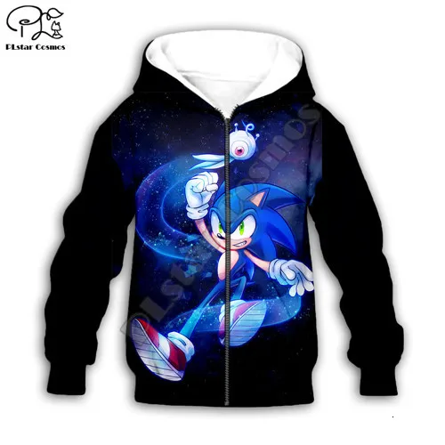Kids zip hoodies Детские толстовки с капюшоном с 3d принтом в стиле аниме «каваи»; толстовка с изображением Ежика; детская куртка на молнии для мальчиков; футболка и штаны - Цвет: Kids zip hoodies