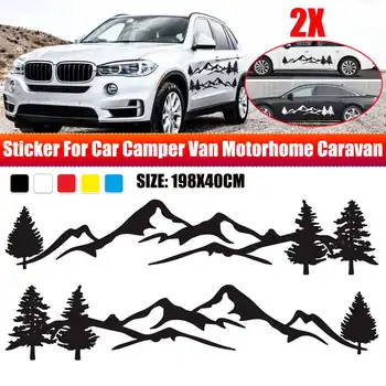

198cm RV Motorhome Sticker Tree Mountain Scene Forest Graphic Vinyl Decal Stickers For Camper Van Caravan Trailer