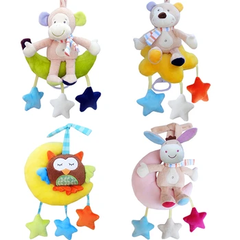 

Cute Infant Animal Stuffed Toys Soft Stroller Hanging Pendant Baby Musical Plush Toys Baby Rattles Mobiles
