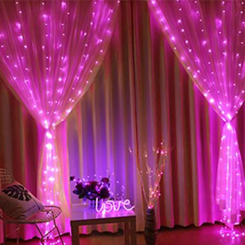 US $22.39 Fullcolor Curtain LED Garland Light String Fairy Lights Copper Wire USB Remote LED Wedding Christmas Dalcony Decoration Lights