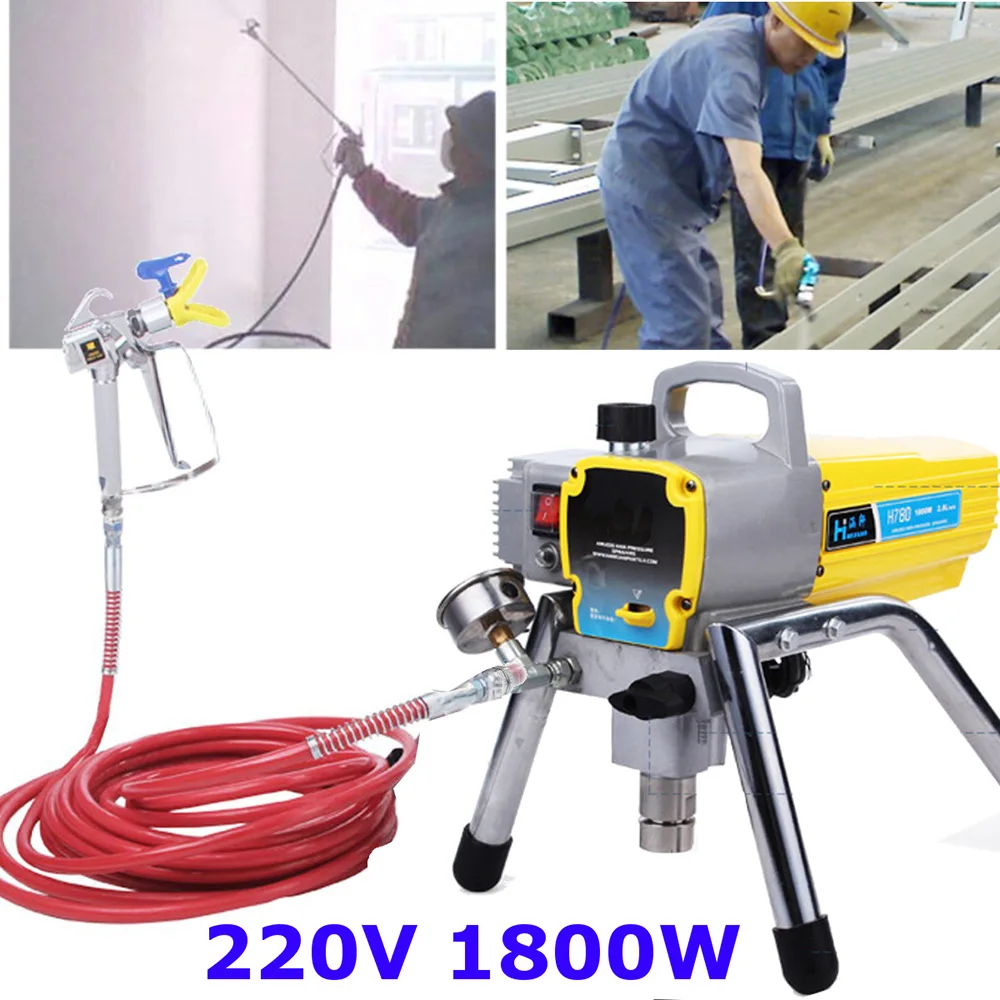 1800 Вт Высокое устройство для безвоздушного распыления под давлением H780 Профессиональный безвоздушный распылитель краски стены краски машина инструмент