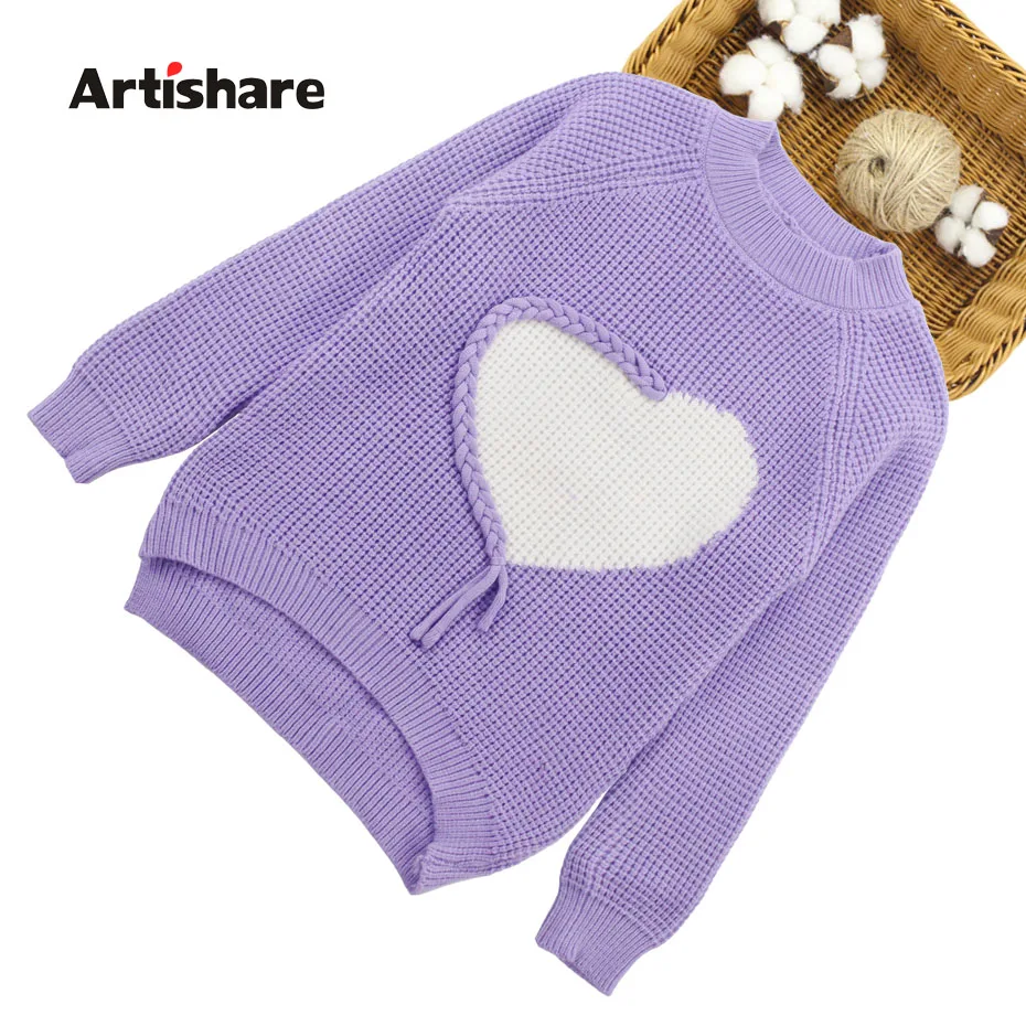 

Girls Sweater Heart Pattern Child Knitted Cardigan Long Cardigan Girls Spring Autumn School Uniforms For Girls 6 8 10 12 14 Year