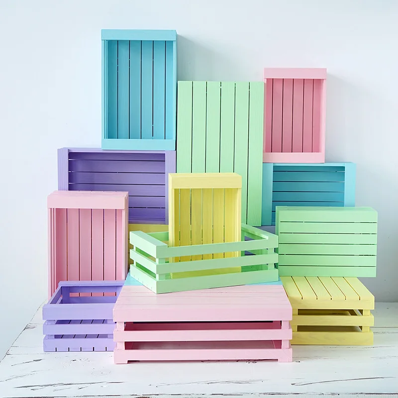 

Colorful Wooden Handy Dessert Storage Baskets Nordic Home Indoor Decoration Racks Desktop Sundries Storage Basket Organizer