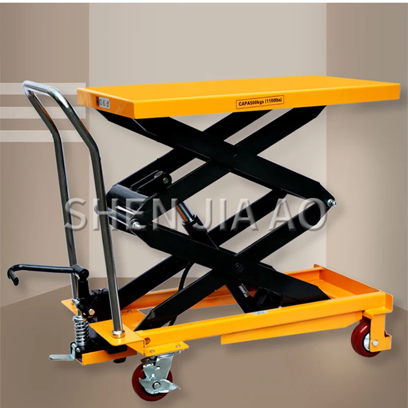 Pt300 Mobile Hydraulic Lifting Platform Truck Manual Folding Scissor