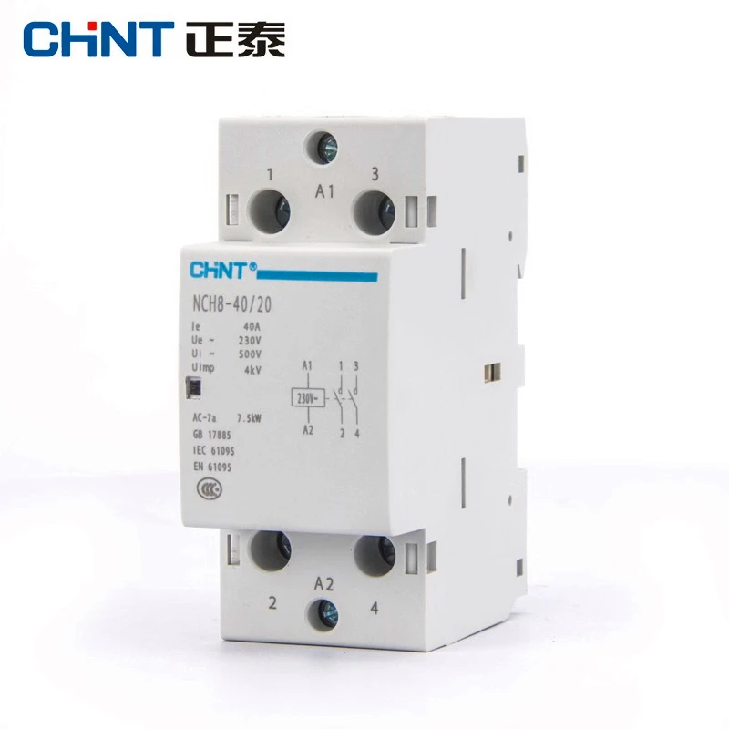 

CHNT CHINT NCH8-63/20 Modular AC casa Contator 220V 230V 50HZ/AC20A 40A 63A 1NO 1NC 2NO 2NC
