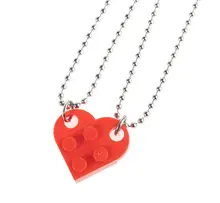 Brick Building Block Necklaces Party Favor Creative Pendant Friendship Heart Matching Charms Beads Chain Gift 50pcs/lot