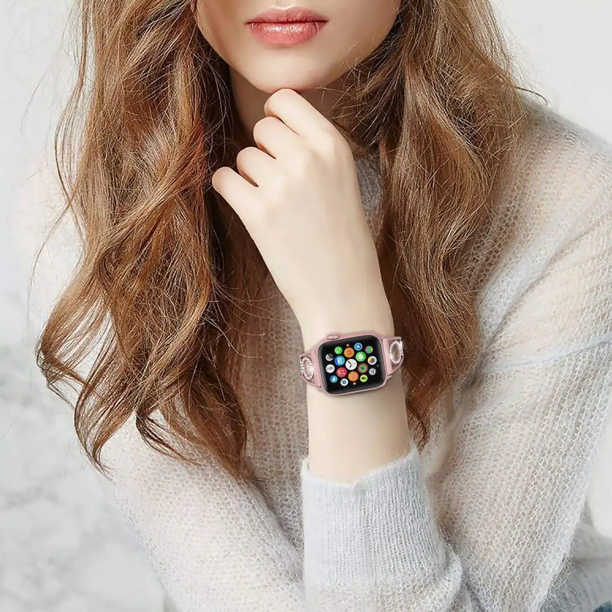 Браслет Joyozy из нержавеющей стали ремешок для apple watch 42 мм модный темперамент Женский бриллиантовый ремешок для apple watch ремешок 40 мм