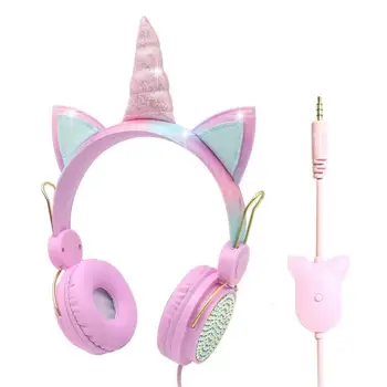 

Cute Unicorn Headphone Kids Colorful Diamond Phone Headphones Girl Fone Gamer Earphones With Mic For Live Stream Youtube Video
