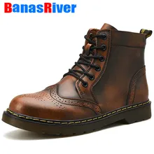 Новые кожаные мужские ботинки весенне-осенняя и зимняя обувь зимние мотоциклетные повседневные ботинки, мужская обувь размера плюс 38-47