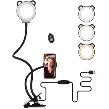 

Selfie Ring Lamp with Cell Phone Holder & Lazy Bracket Compatible for Live Stream/Makeup,Desk Lamp for Kitchen/Bedroom/Office