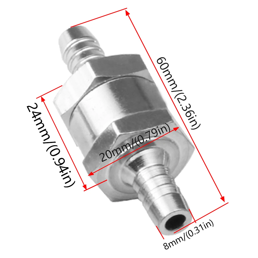 One Way Fuel Non Return Check Valve Petrol Diesel Aluminium Alloy For Carburettor Low Pressure Fuel Systems 6/8/10/12mm FP-1048 fuel check valve