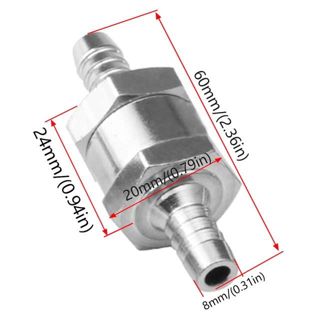 One Way Fuel Non Return Check Valve Petrol Diesel Aluminium Alloy For