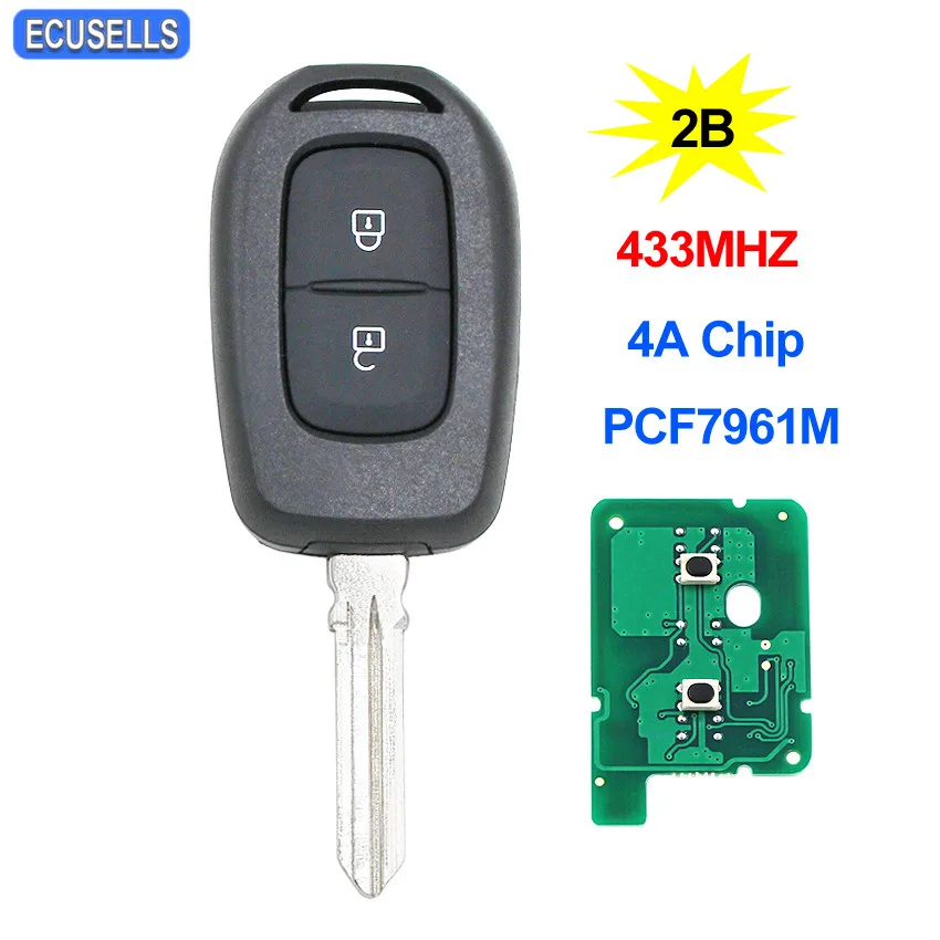 2 кнопки дистанционного ключа 433 МГц 4A PCF7961M чип для Renault Duster Twingo 3 Dokker Trafic Clio 4 Sandereo Master 3 Logan HU136 лезвие