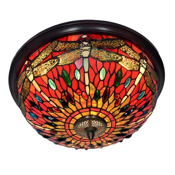 

Manufacturers selling 16 inch European LED the study bedroom passageway circular dome light red dragonfly chandeliers
