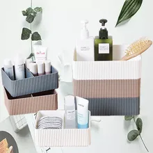 Boîte de rangement de maquillage à 2 grilles, boîte de rangement en plastique pour la maison, le bureau, la salle de bain, divers articles de bureau, étui organisateur de placard à cosmétiques