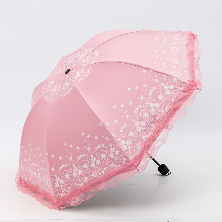 

Wholesale Vinyl Lace Selvage UV-Protection Sun-resistant Parasol Three Folding Parasol All-Weather Umbrella