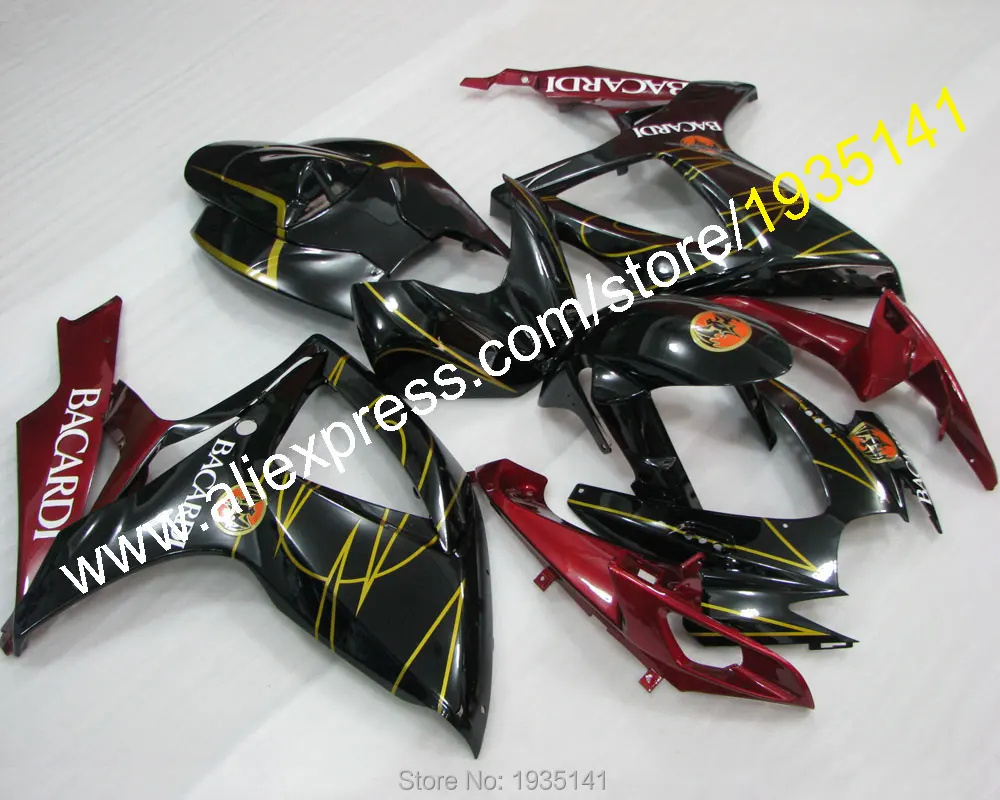 Для Suzuki K6 GSX-R600 GSX-R750 06 07 GSXR600 GSXR750 2006 2007 темно-красный Sportbike послепродажный обтекатель(литье под давлением