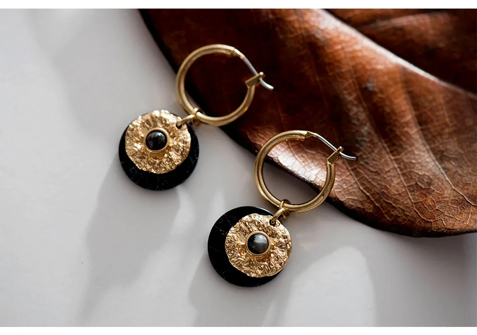 Wild& Free черный камень кулон серьги-кольца для женщин высокого качества Многослойные Круглые очаровательные обручи богемные ювелирные изделия