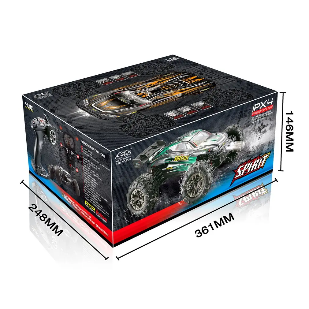 

9138 1:16 RC Car 4WD Brushed Motors Driving Desert Truck Drive Bigfoot Remote Control Car Model Off-Road Speed Vehicle Toy