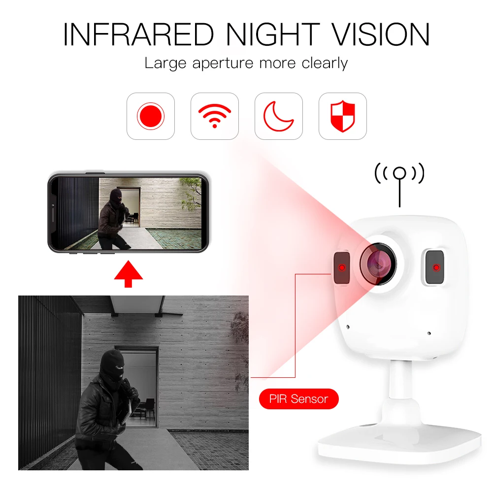 Tuya Smart Life Wireless HD 1080P IP Camera Smart Infrared Two-way Audio Night Vision Work with Google Assistant