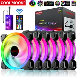 Coolmoon 120mm RGB Cooling Fan Mute PC Computer Case Gamer Cabinet Cooler with IR Remote Heatsink Radiator Ventilador Aura Sync