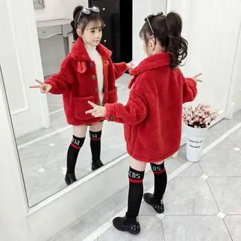 

New 2020 Autumn Winter Children Faux Fur Coat Baby Turndown Collar Thicken Warm Jacket Casual Overcoat Kids Fashion Outwear W512