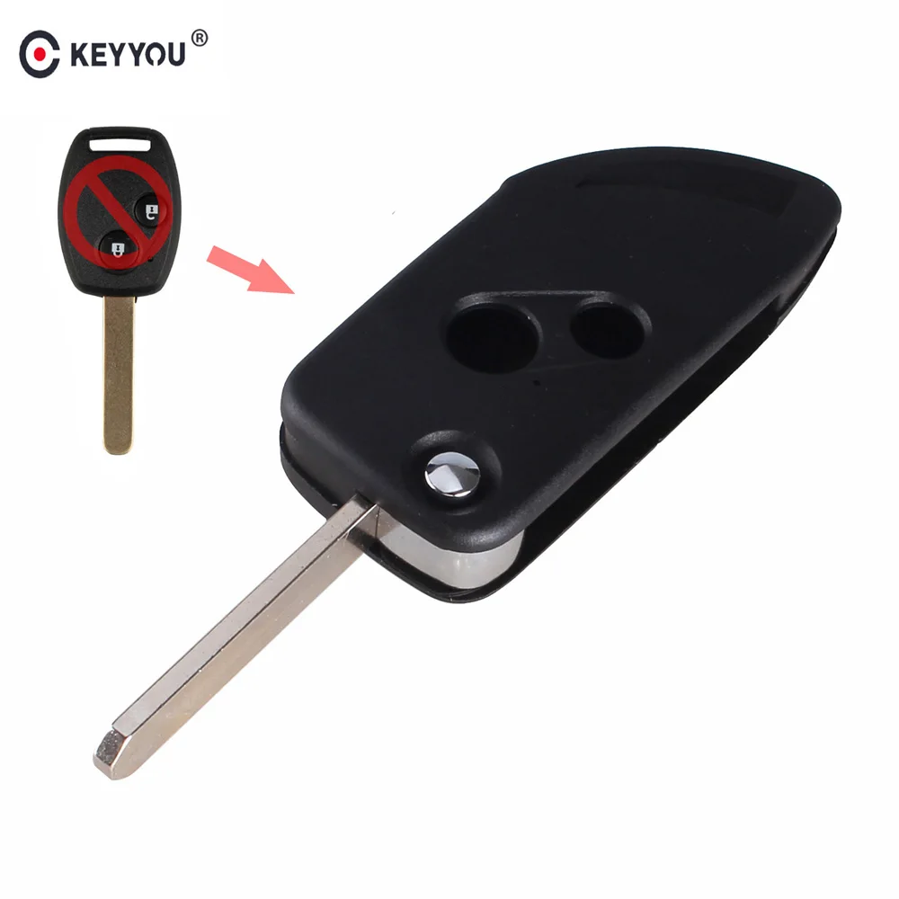 KEYYOU 2 кнопки модифицированный Флип складной пульт дистанционного ключа автомобиля чехол для Honda Accord Civic CRV Pilot CITY авто ключ Замена