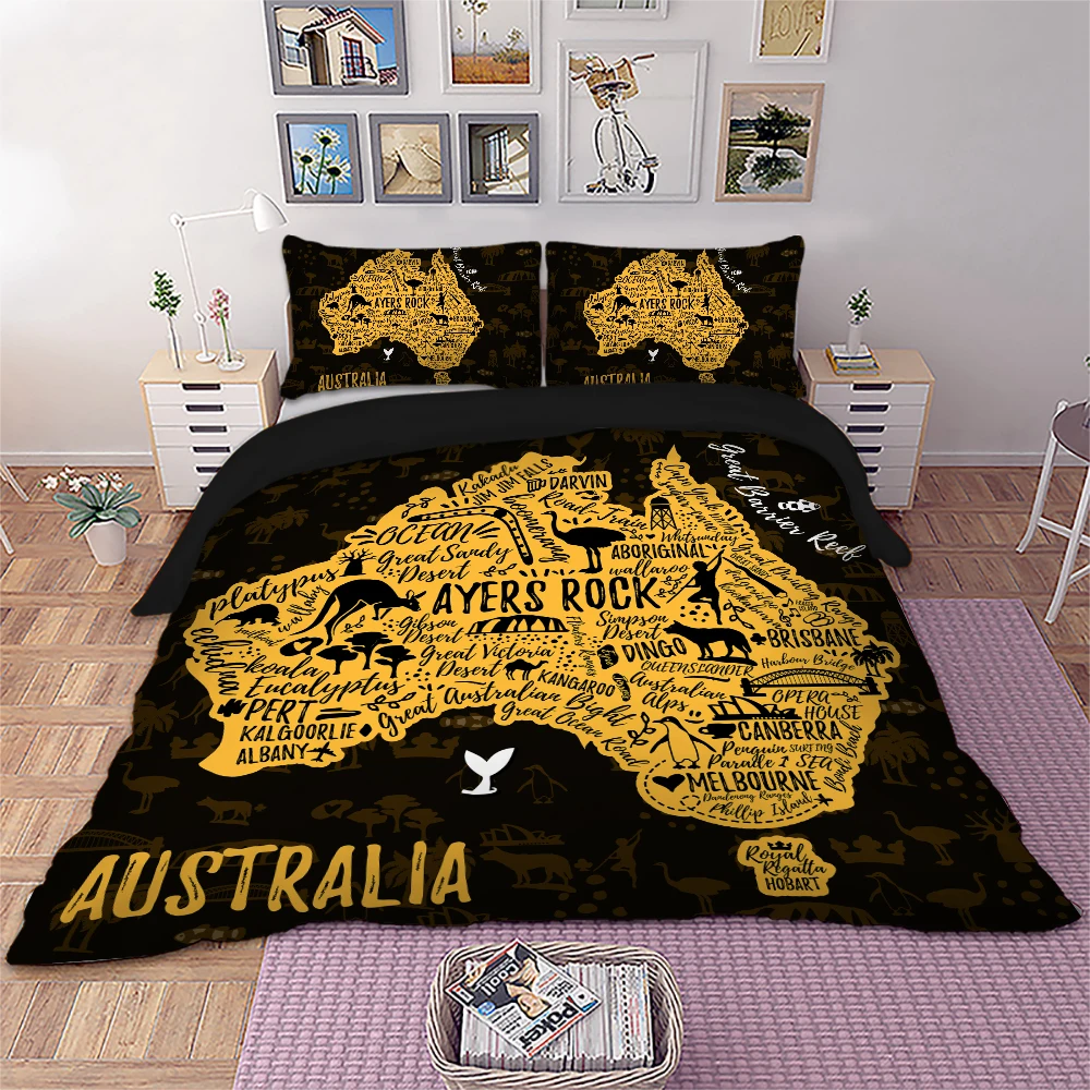 

Australia Map Bedding Set Geometric Duvet Cover Pillowcase Twin queen king size Home Textiles Bedclothes 3-Piece