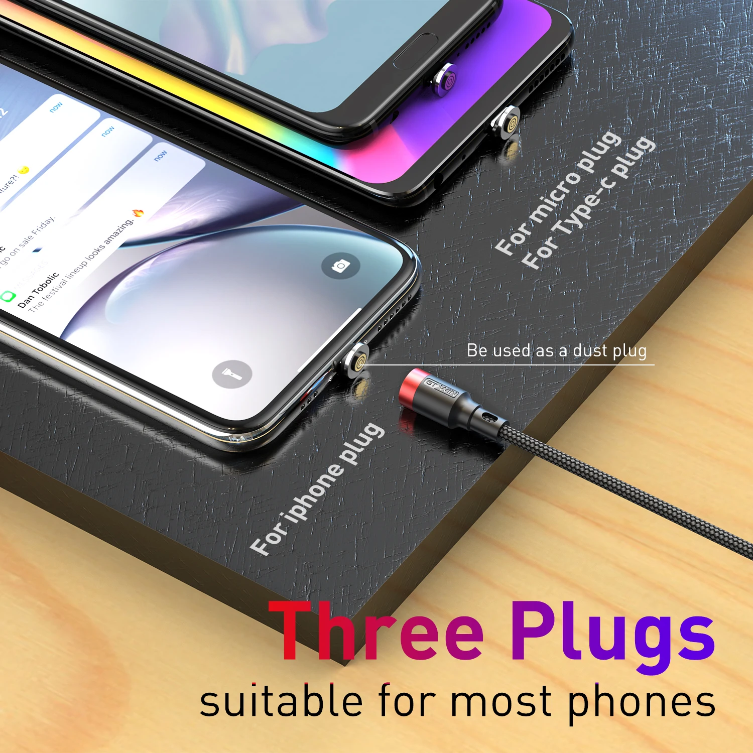 GTWIN Магнитный Micro usb type-C кабель для iPhone Xiaomi Android мобильный телефон Быстрая зарядка USB кабель магнит зарядное устройство провод шнур 3A