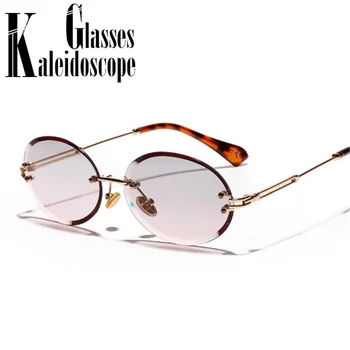 

Oval Rimless Sunglasses Women Brand Designer Fashion Gradient Shades Sun Glasses Female LuxuryTransparent Eyeglasses UV400