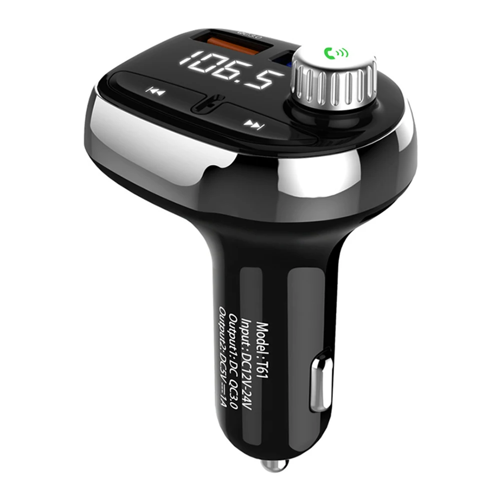 Автомобильное зарядное устройство Bluetooth MP3-плеер FM Музыкальный Радио беспроводной Hands-free Dual USB VDX99 - Цвет: Black