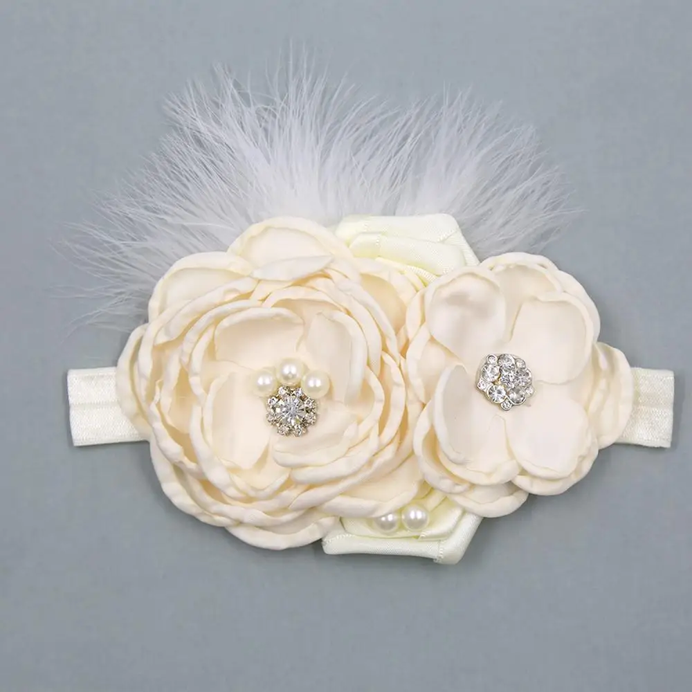 Flower Headband Baby Girls Accessories Vintage Rhinestone Newborn Photography Props Elastic Plain Hair Bands hair accessories hair headband accessories baby photography props