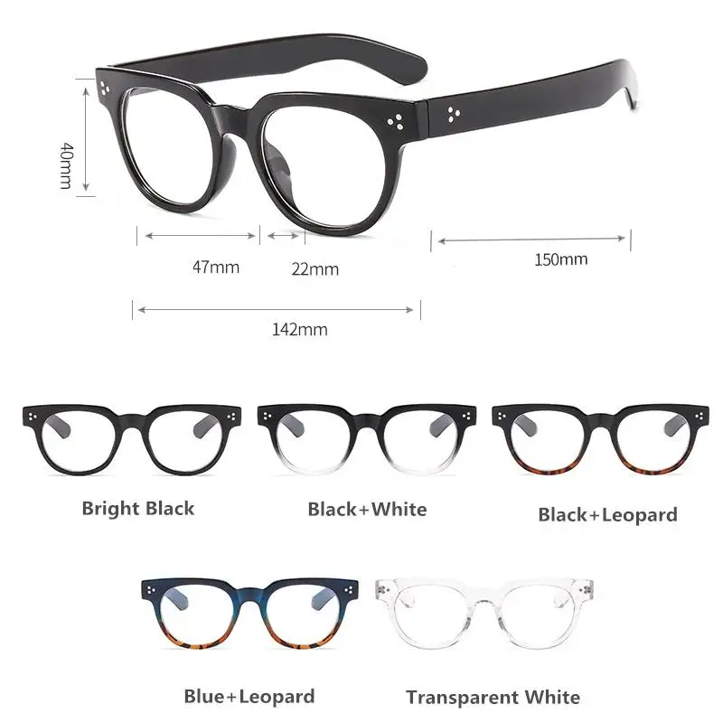 Винтажные заклепки круглая оправа для очков для женщин и мужчин маленькие прозрачные линзы очки с чехлом женские модные прозрачные очки подарочный набор
