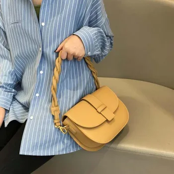 

Women Saddle Pattern Shoulder Bags Crossbody Semicircle Leather Shopping Bag Soft Leather Korean Style Bags For Ladies Handbags