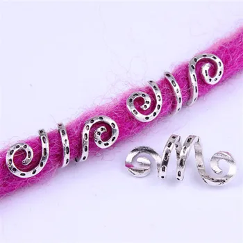 

5pcs metal Silver Viking Spiral hair braid dread beard dreadlock beads rings tube clips for Hair Accessories Charms