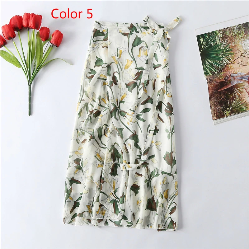 Color 5 Mozuleva, Пляжная шифоновая юбка, модная женская летняя юбка на шнуровке, высокая талия, Женская юбка, шифоновая, Цветочная, Нестандартная, рыбий хвост, юбка - Цвет: Color 5