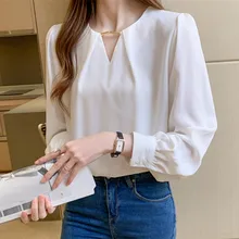 Aliexpress - Korean Women Blouses Chiffon Women Blouse woman V-neck Blouses Shirt woman Long Sleeve White Shirts Ladies Blouse Tops Plus Size