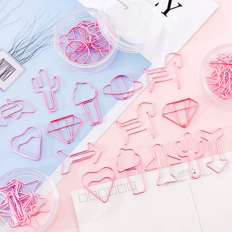 Розовая девочка в форме сердца металлический зажим для бумаги креативный полый