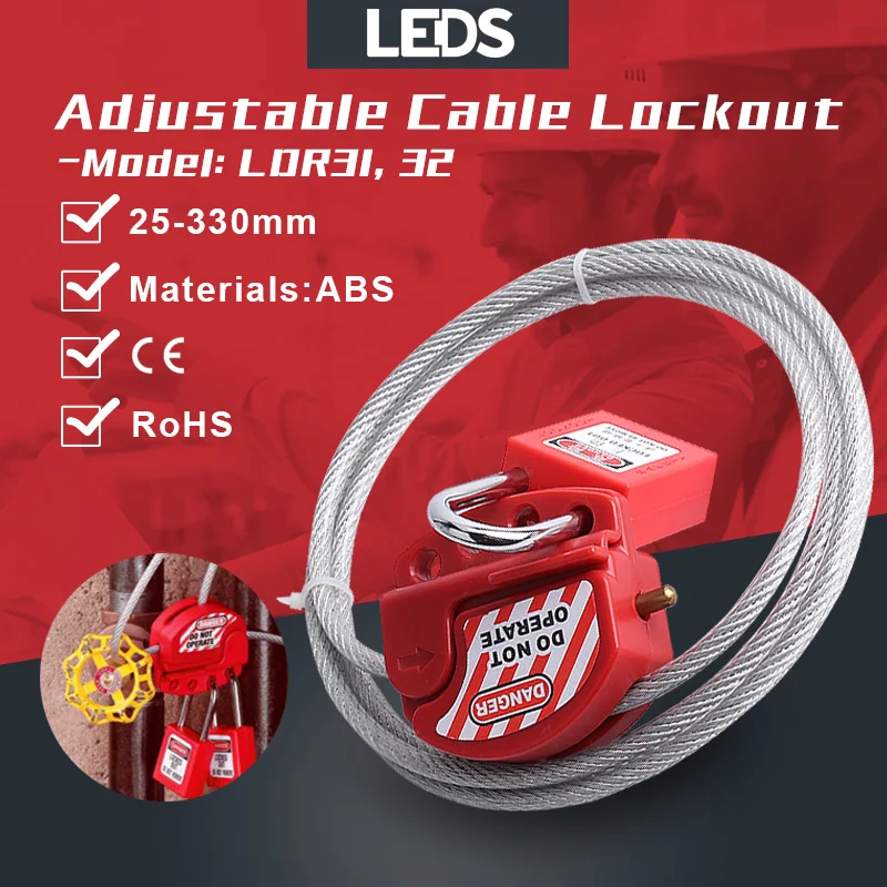 

Adjustable Cable Lockout Universal Valve Safety LOTO Lock Combination Security Steel Wire ABS Body 6mm Length 2m With 4 Locks