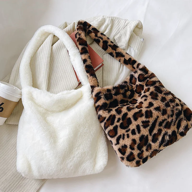 Plush Soft Crossbody Bags Small Underarm Shoulder Fluffy Lady Handbags Female Simple Totes for Women 2021 Trend | Багаж и сумки