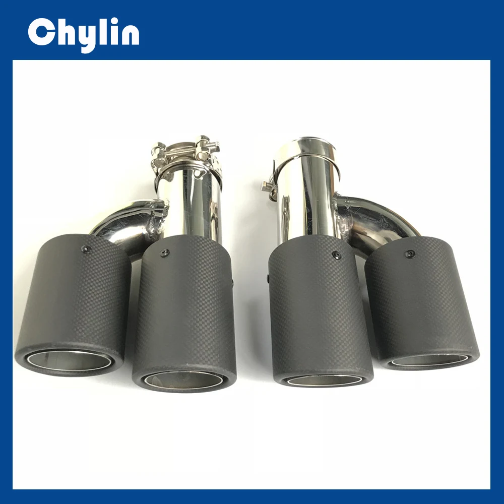 

2 PCS Car exhaust pipe H Model Matt Carbon Exhausts Dual End Tips for B MW For Ak Exhaust Dual Muffler Pipes Tail Tips