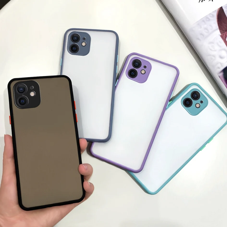 Luxury Transparent Phone Case For Apple iPhone 11 12 Pro Max Mini Camera Protection Candy Colors Back Cover Bumper | Мобильные