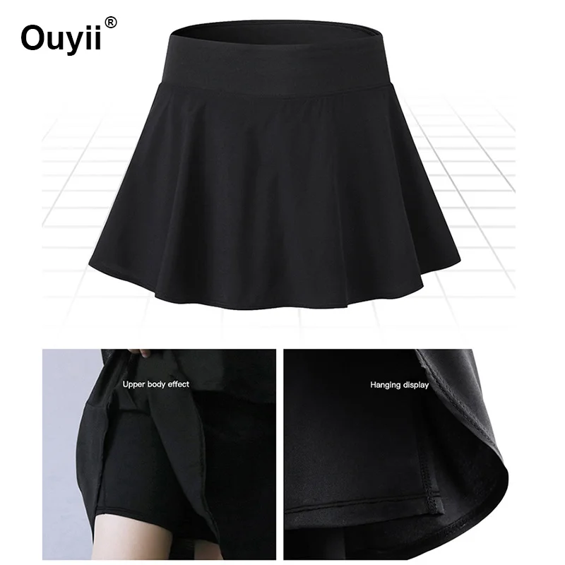 Women Yoga Shorts With Underwear Shorts Tennis Running Short Gym Fitness Quick-Drying Sport Culottes Pleated Tennis Short Skirt