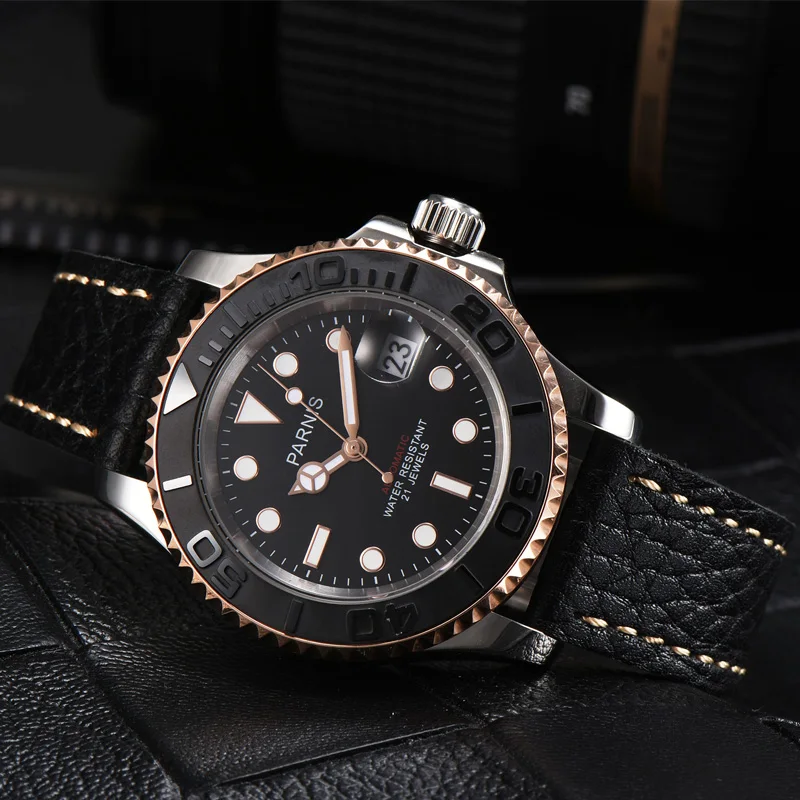Новые Parnis 40 мм циферблат автоматические механические мужские часы Diver Miyota 8215