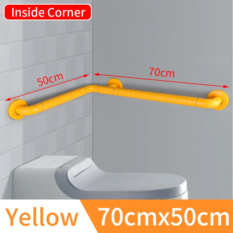 Corner Handrail Bathtub Anti-slip Safety Handle Wall Mounted Stainless Steel Bathroom Shower Grab Bars for Elderly Disabled - Цвет: Yellow-70x50cm