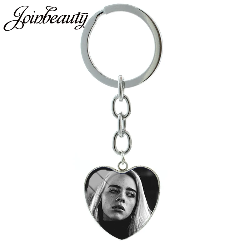 JOINBEAUTY в форме сердца Горячая Billie Eilish фото брелок стеклянный купол для ключа подвесные аксессуары для сумок DIY вентиляторы подарок HB01 - Цвет: HB09