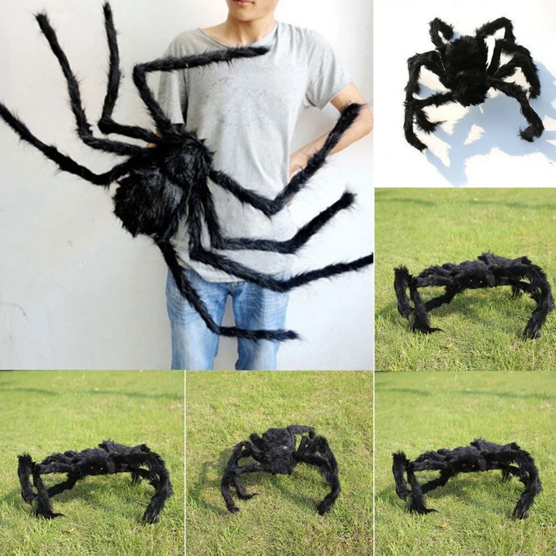 

200CM/6.6FT Super Big Plush Spider Halloween Decorations Made of Wire Black DIY Multicolour Style for Party Haunted House Garden